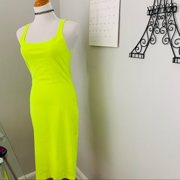 lime green fitted dress